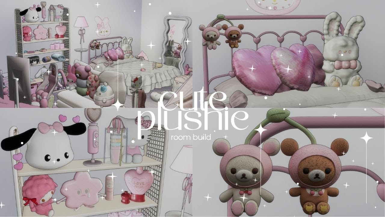 cute plushie room tour | download ୨୧ | clutter cc folder + cc links | the sims 4