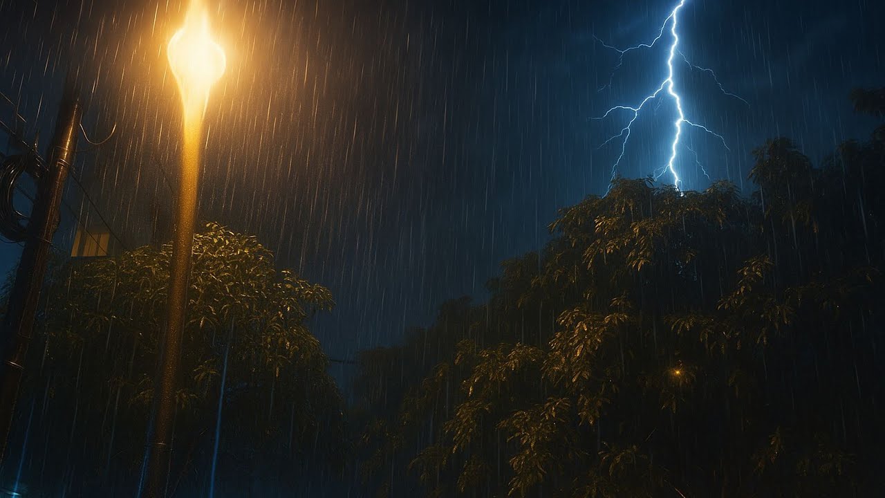 Relaxing Rainfall 🌧️ with Loud Thunder ASMR ⚡ Peaceful Front Yard Ambience for Study and Sleep 😴