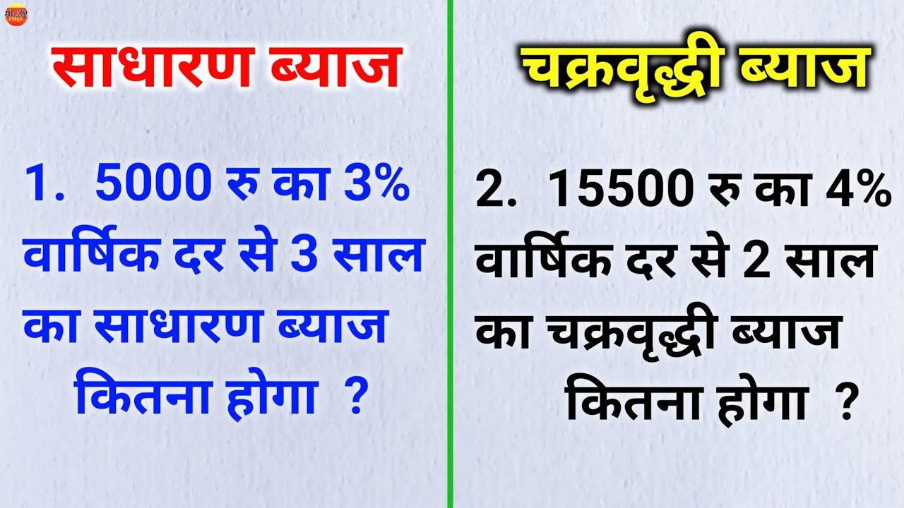 साधारण ब्याज और चक्रवृद्धी ब्याज | sadharan byaj aur chakravridhi byaj | simple interest and compoun