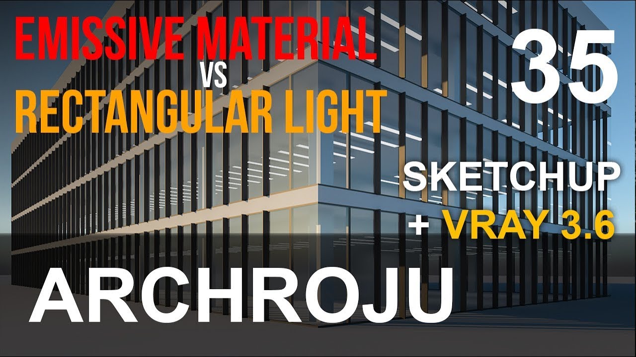 SketchUp - Świecący materiał vs światło płaszczyznowe VRAY 3.6 - Tutorial 35