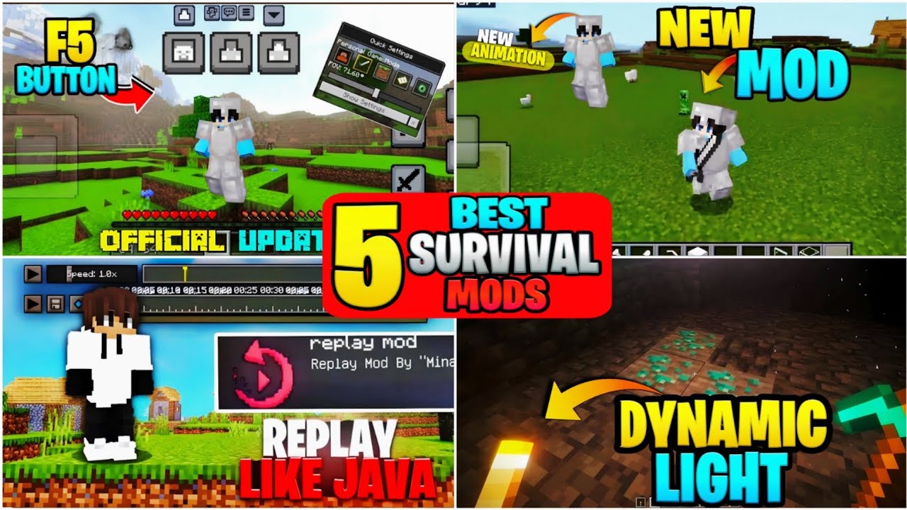 Top 5 Mods/Addons For Minecraft PE 1.21+ 🔥 | Best Survival Mods For Minecraft Pocket Edition 1.21 😍