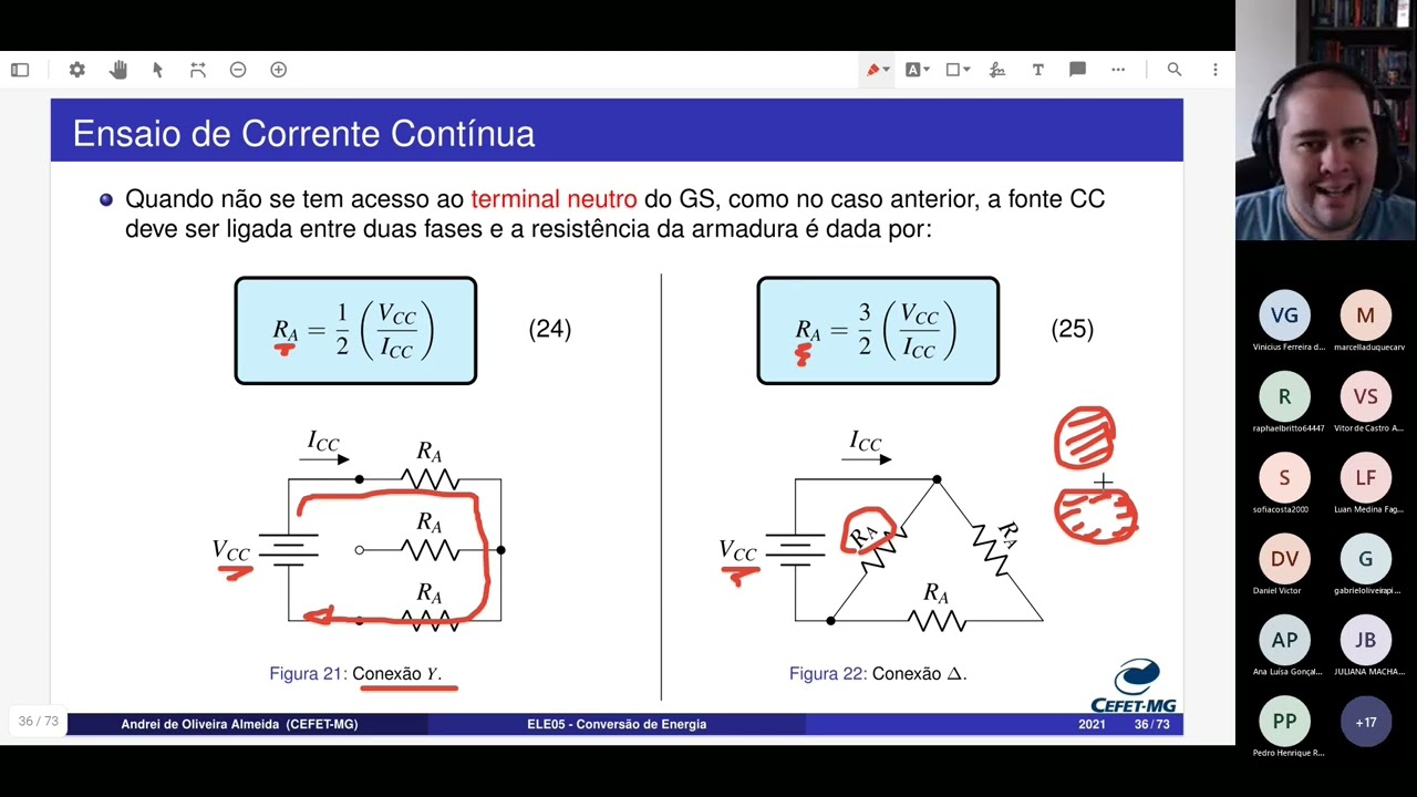 Conversão de Energia | Aula 7 - Ensaios para Determinação de Parâmetros do Gerador Síncrono