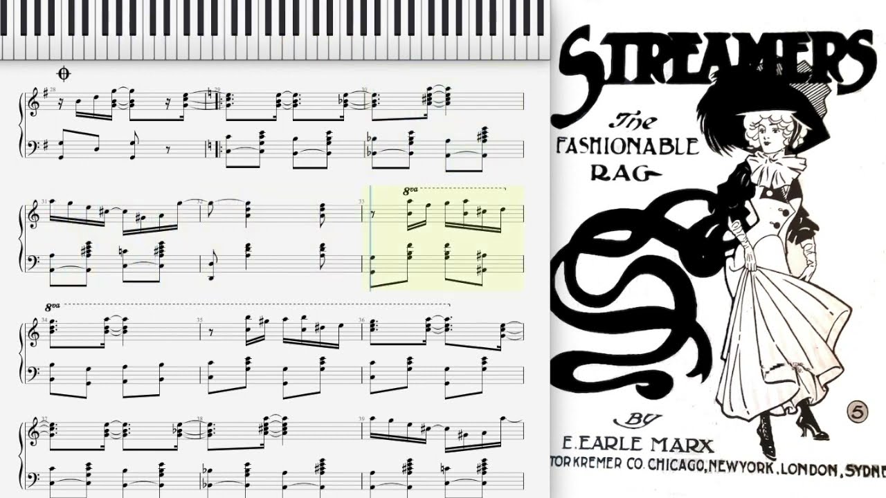Streamers {The Fashionable Rag} by E. Marx (1909, Ragtime piano)