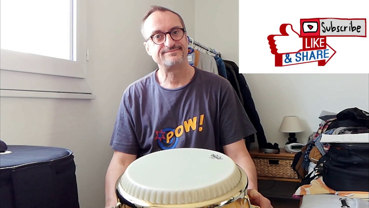 Two exercices to practice double stroke roll on one conga