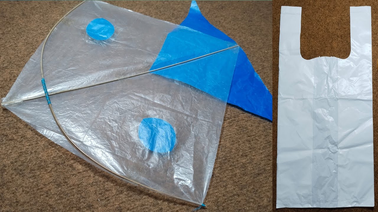 How To Make A Kite With Plastic Bag & Broom Sticks || Shopper Kite Banany Ka Tarika || Kite Making 