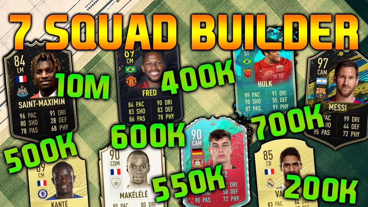 FIFA 20 SQUAD BUILDER 200K 400K 500K 550K 600K 700K 10M HYBRID SQUAD BUILDER FUT CHAMPIONS TEAMS