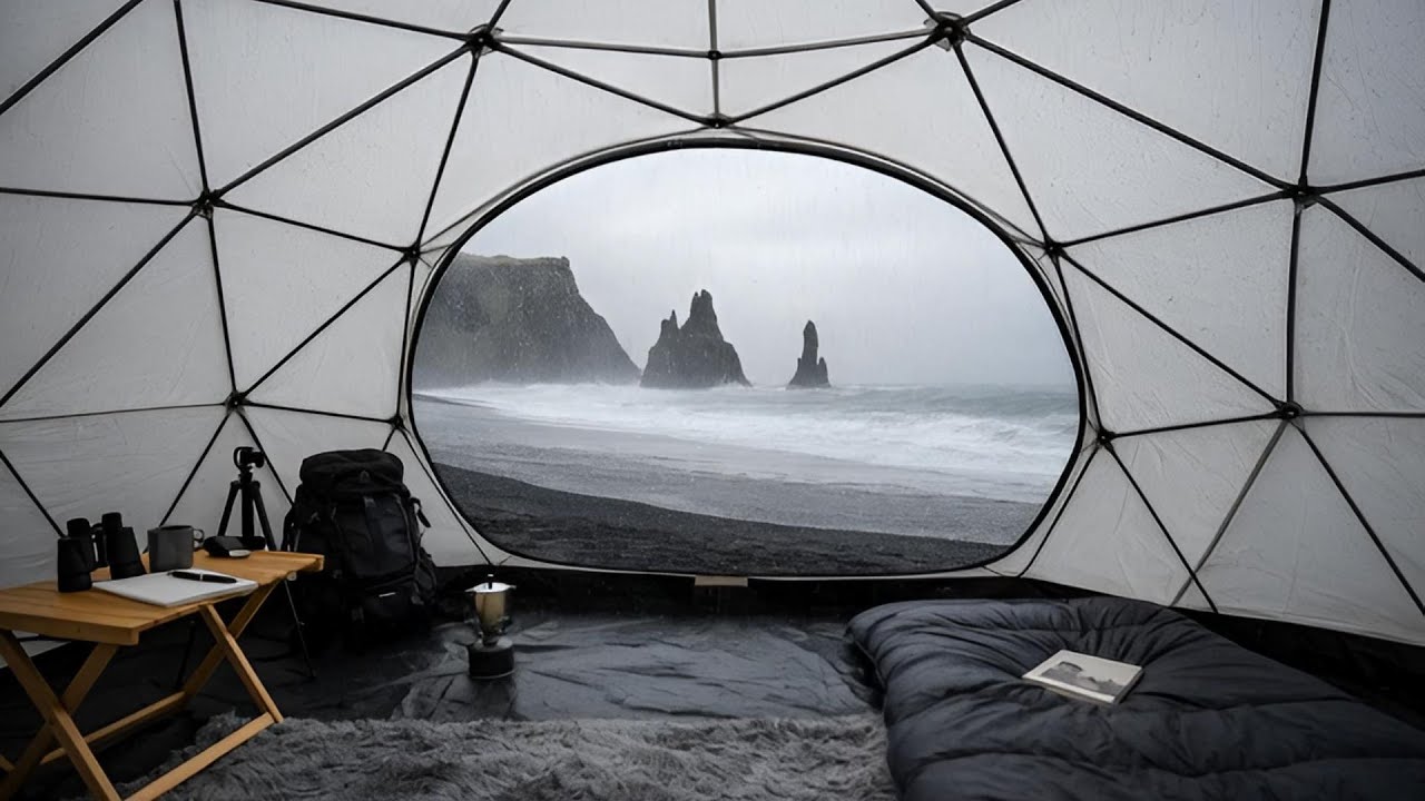 Rain + Ocean Waves = Perfect Camping Vibes? 🌧️🌊