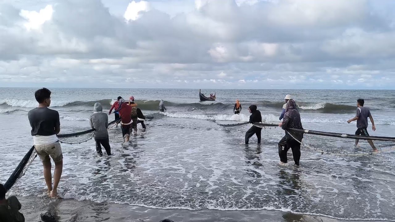 Tarik Jaring Pukat Pantai Nelayan Aceh Menangkap Ikan Banyak Jangka | Beach Seine Net