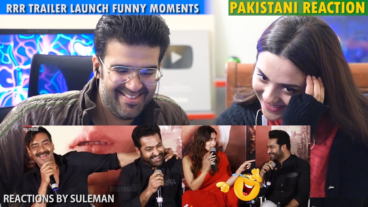 Pakistani Couple Reacts To RRR Trailer Launch Funny Moments Between JR NTR ,Ajay Devgn & Alia Bhatt