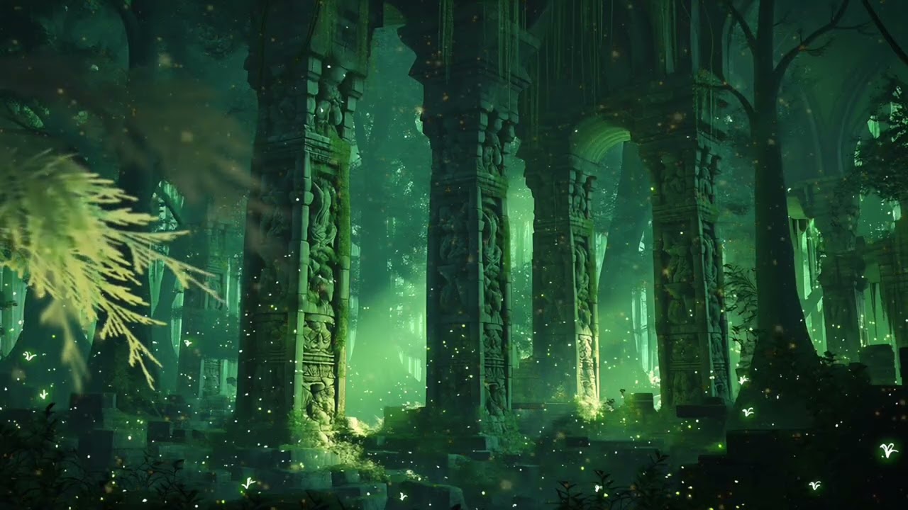 Ancient Forest Temple Ambience | Mystical Ruins for Deep Focus