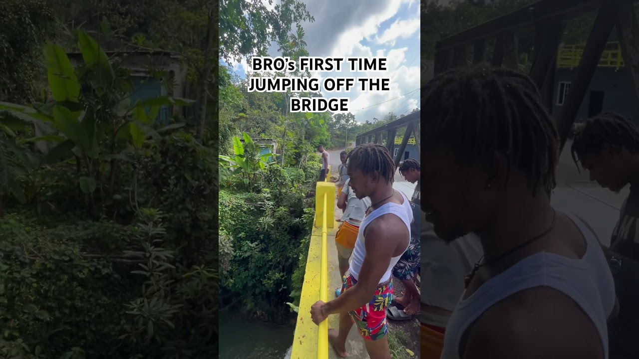 His first time jumping off the bridge 👏🏽👏🏽