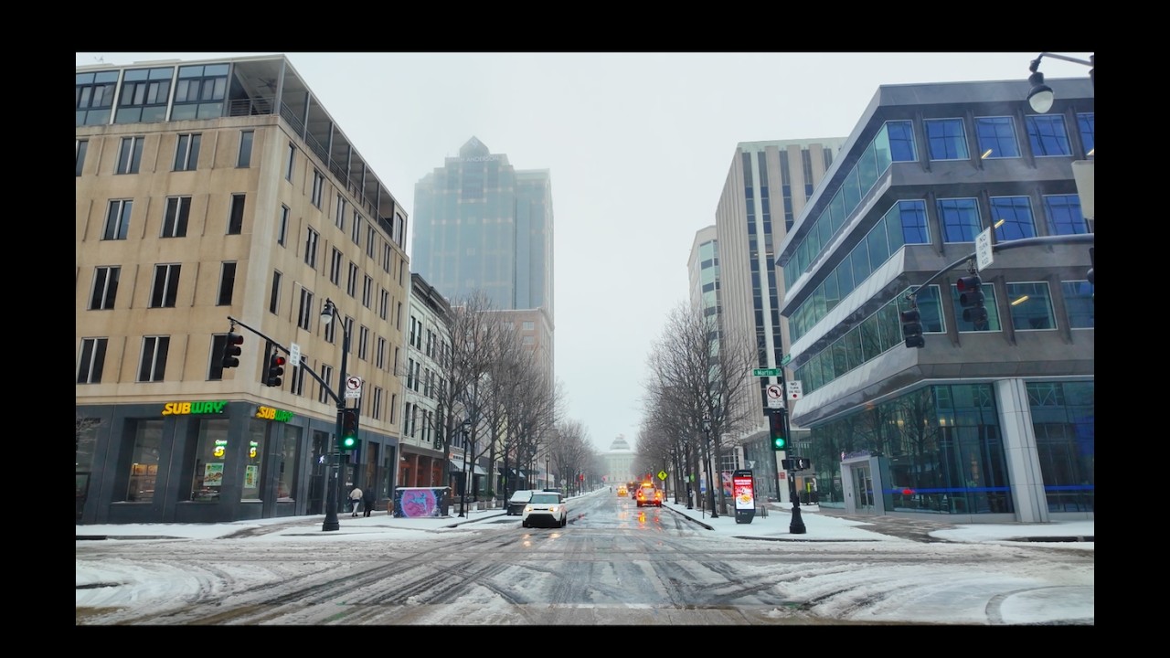 [4K] Snowy Raleigh & Durham: A Lofi Winter Drive ❄️