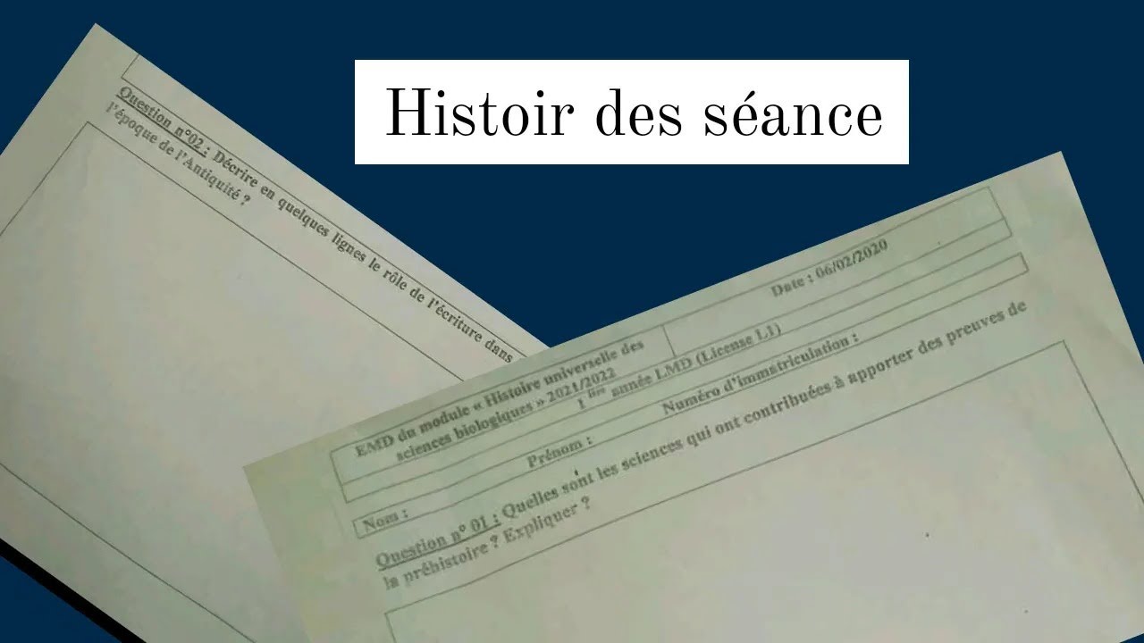 Histoir des séance|| اجابة على سؤالين ||L1 biologie