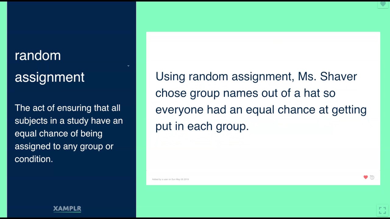 Random Assignment (Examples from Xamplr)