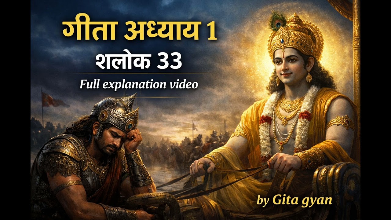 गीता अध्याय 1 श्लोक 33 | अर्जुन की दुविधा का गहरा अर्थ | Bhagavad Gita Explanation in hindi. 
