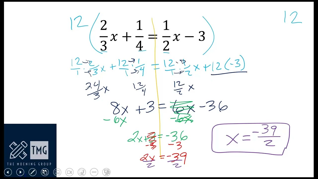 Solve Equations by Clearing Fractions (no distribution)