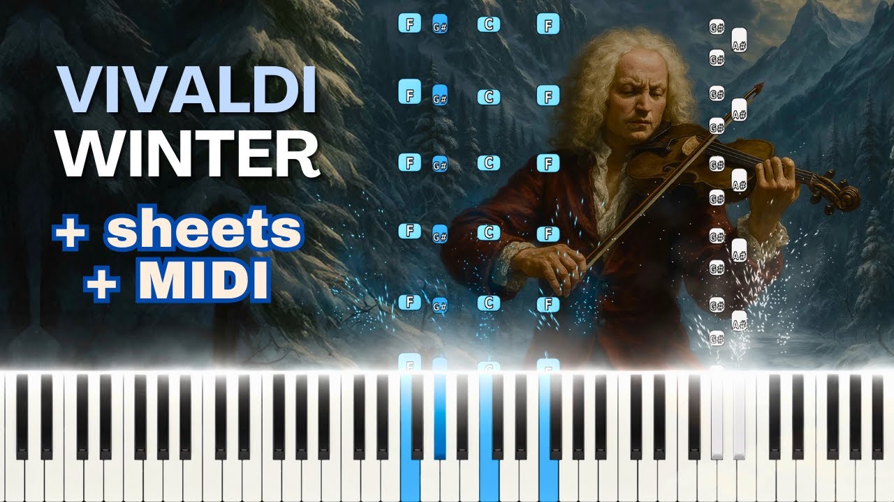 How to Play Vivaldi's Winter (From "The Four Seasons") - Synthesia Piano Tutorial + Sheets / MIDI