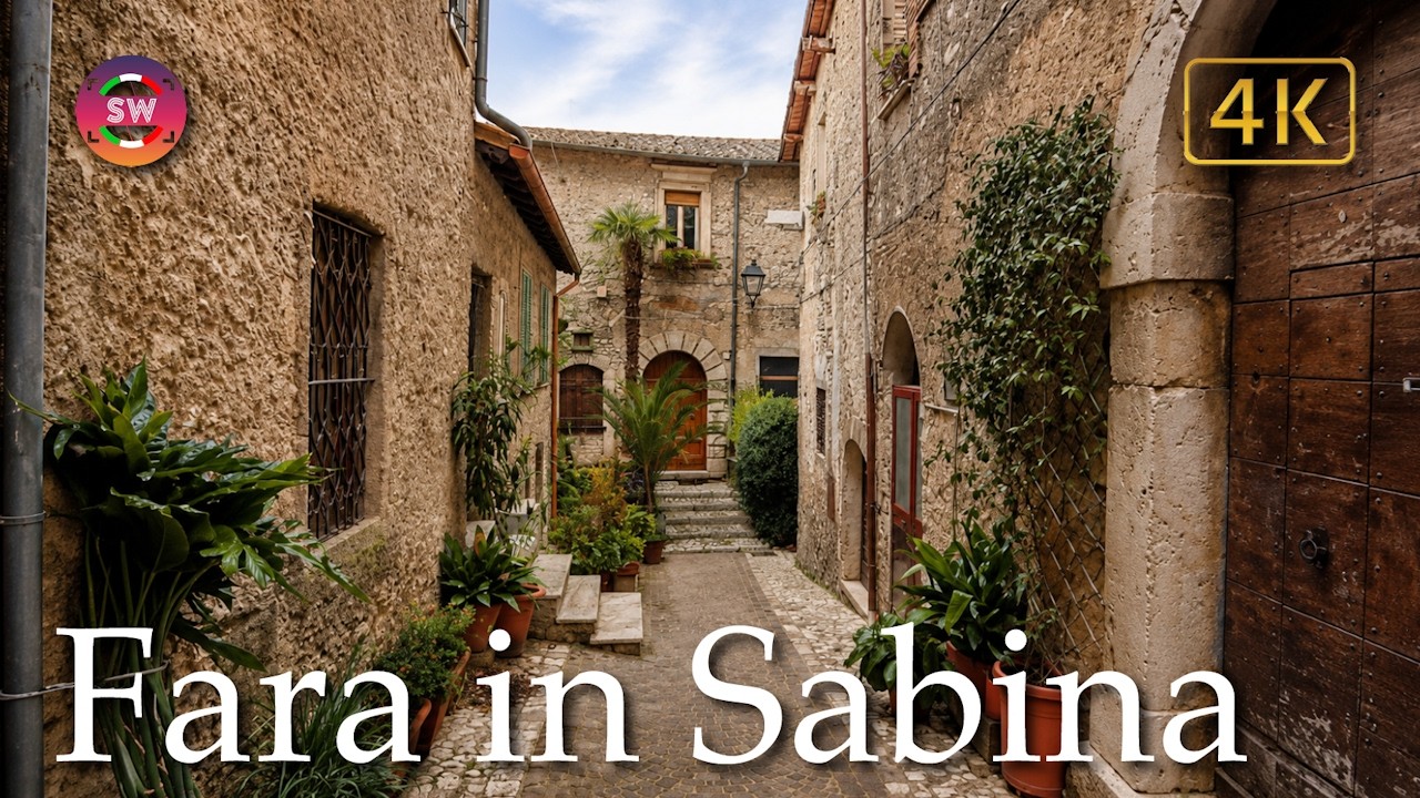 Fara in Sabina (Lazio), Italy【Walking Tour】History in Subtitles - 4K