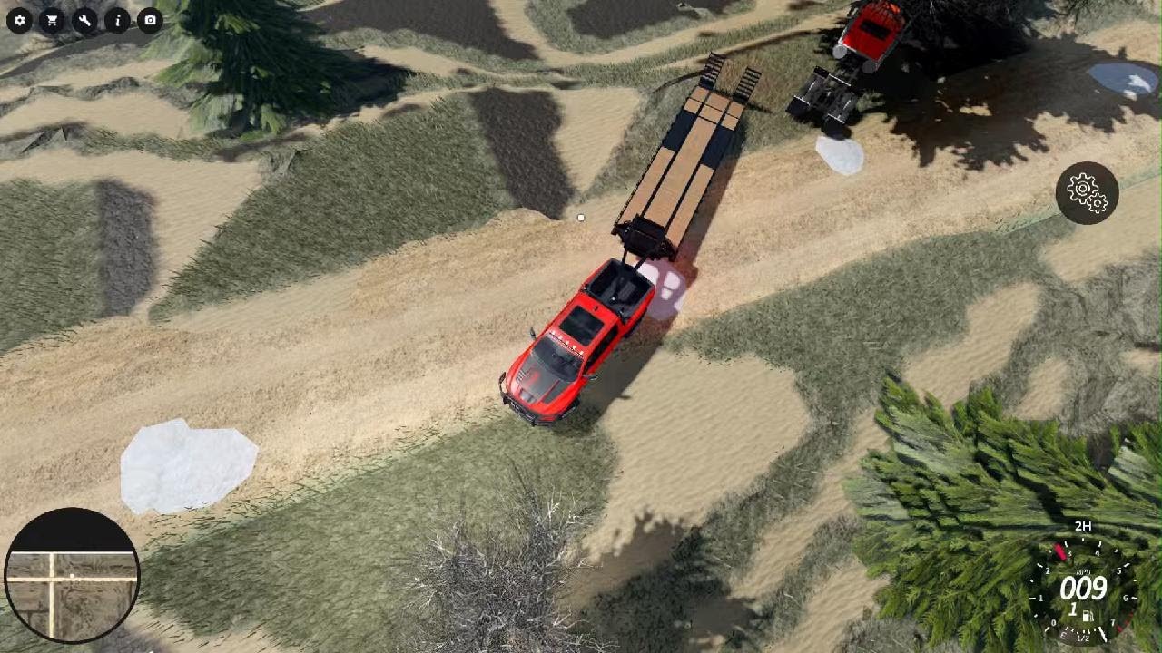 Recovering a truck that hit a tree