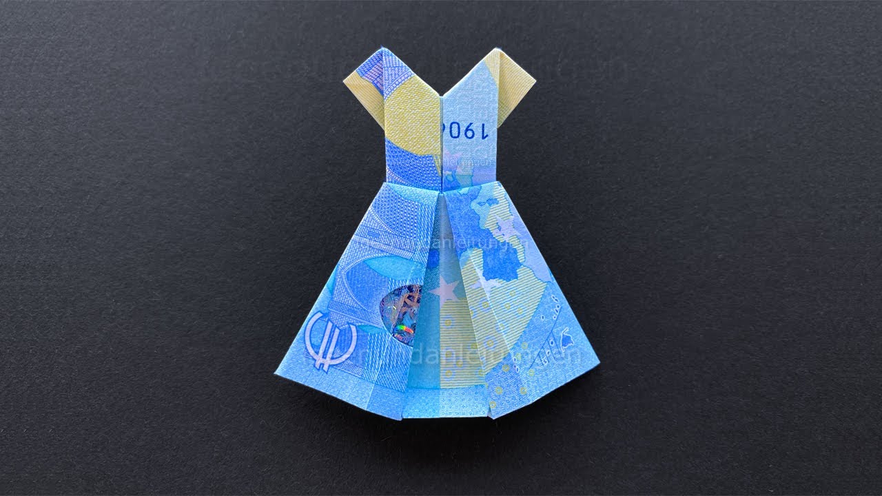 Geldscheine falten: Kleid. Einfaches Geschenk aus Geld falten 👗