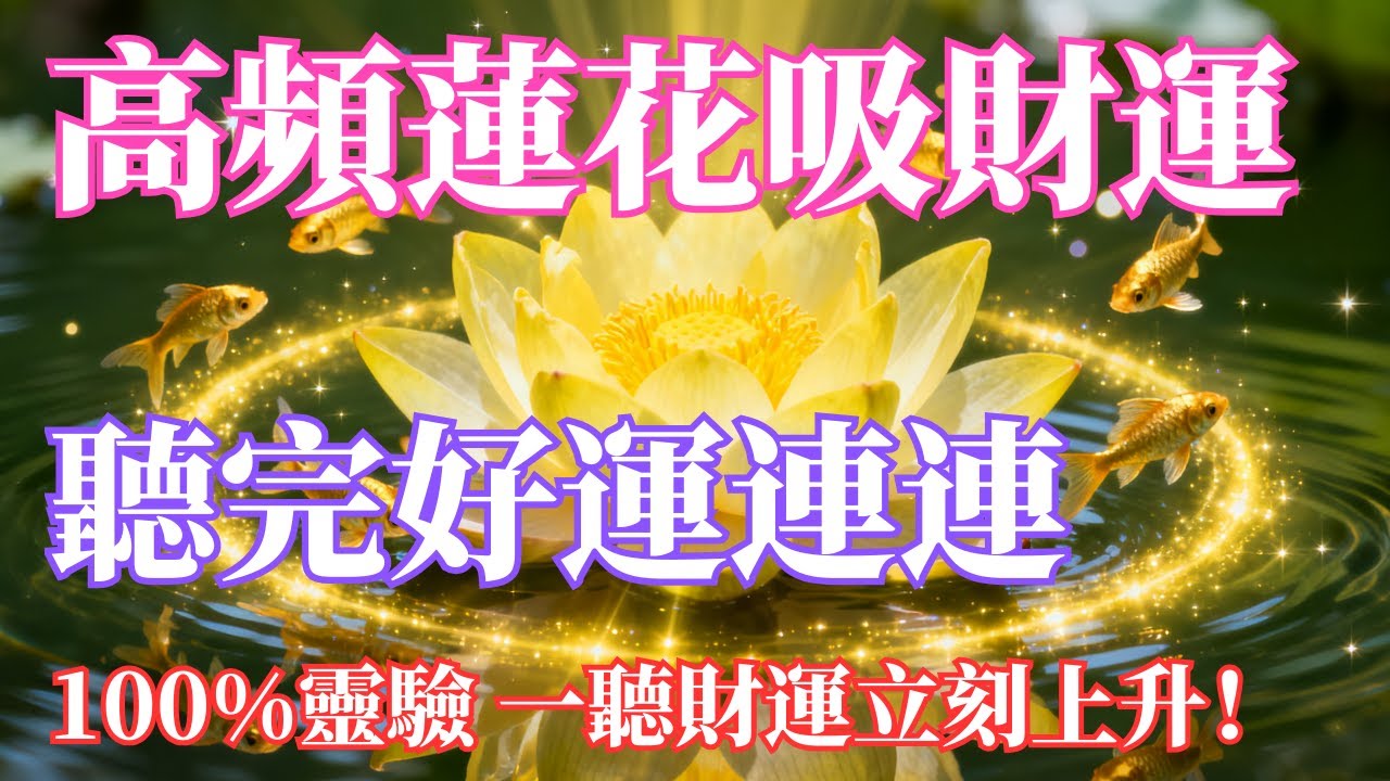 ⚠️ 高頻蓮花吸財音樂｜磁場瞬間淨化✨【100% 聽完好運連連】｜清除負能量，財運與好心情同步回來，吸財×淨化×睡眠陪伴｜好運自然湧現
