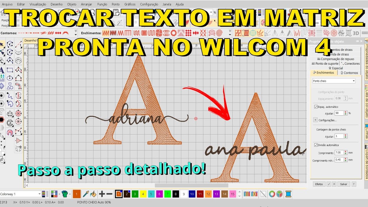 Como mudar texto em matriz no Wilcom 4