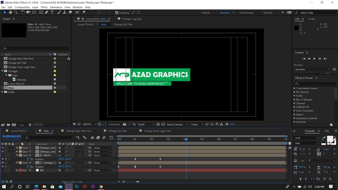 Lower Third  Adobe After Effect CC 2018 Free Templets Download Easy To Edit