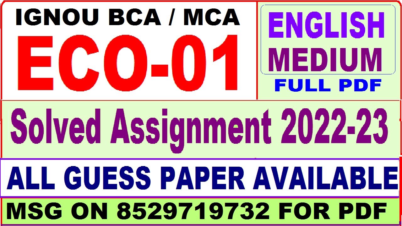 eco 01 solved assignment 2022-23 / eco 1 solved assignment in english / ignou bca and mca