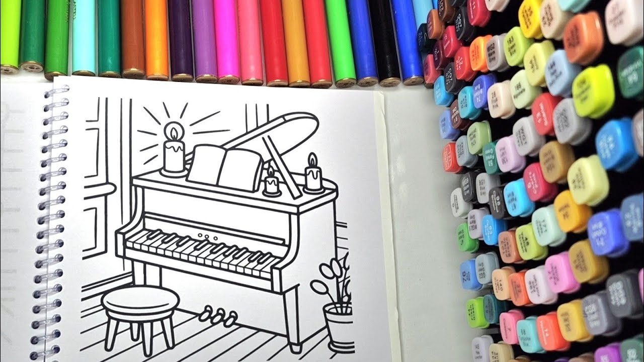 Cozy Piano Coloring with Me | ASMR Relaxation & Stress Relief
