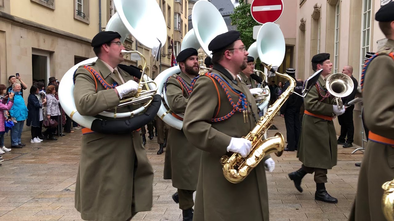 Défilé militaire avant l'arrivée du roi et de la reine des Belges