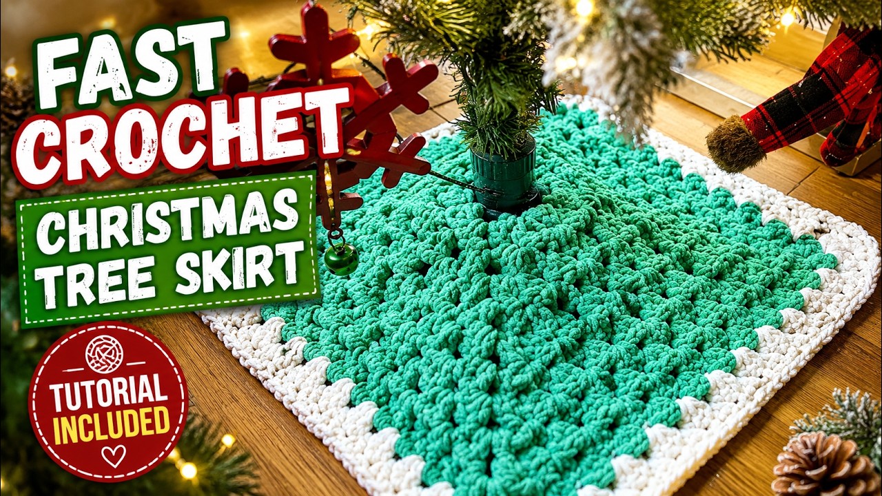 Fast Crochet Christmas Tree Skirt 🎄 (EASY Last Minute Project!)