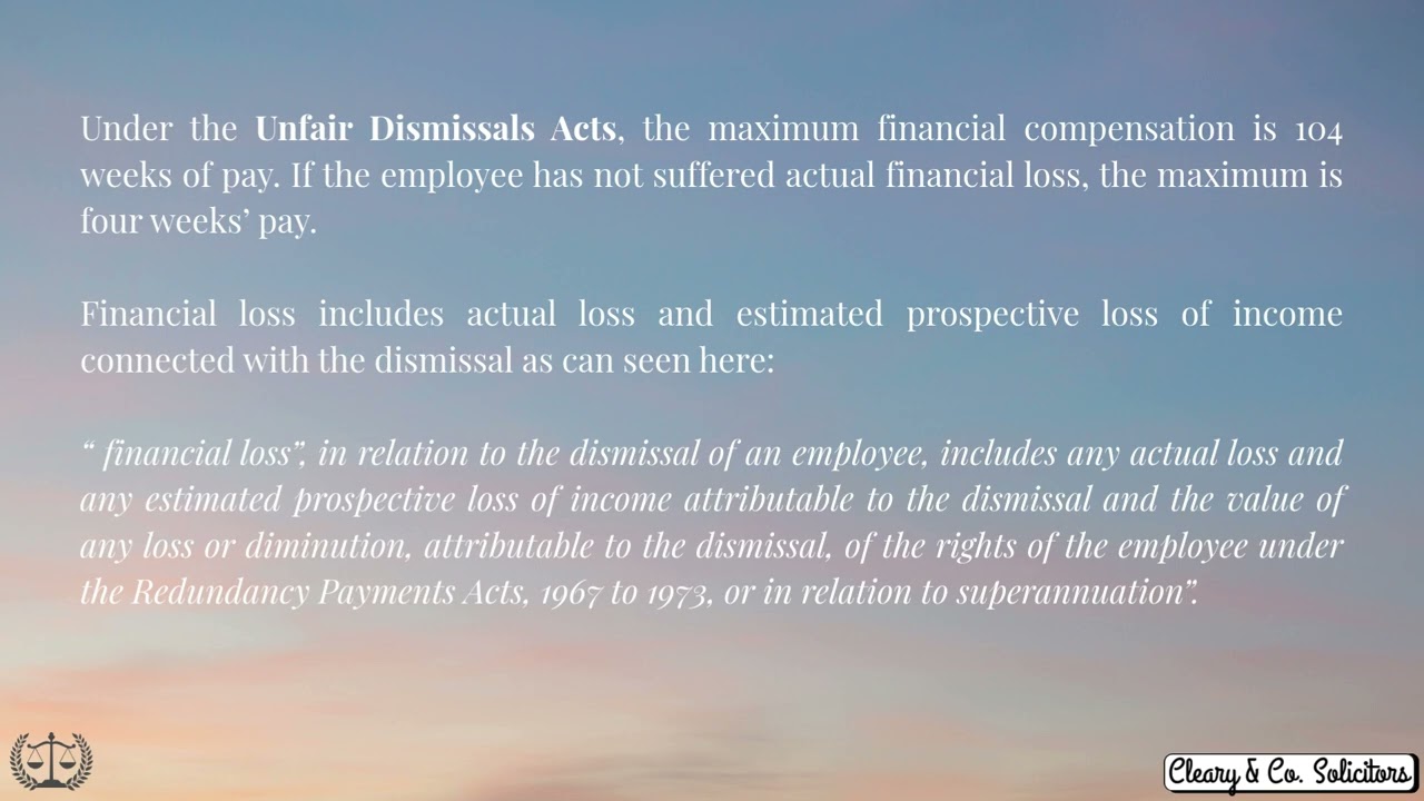 Compensation for Unfair Dismissal - Employment Law - Cleary & Co. Solicitors