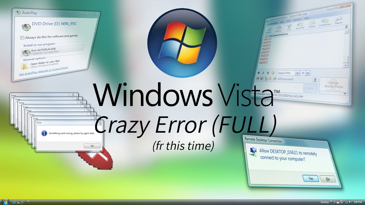 (EPILEPSY) Windows Vista - Crazy Error (Pearl sounds)