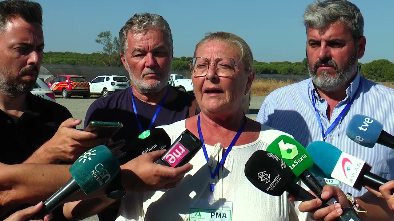 Incendio de Almonte. 11 horas. Declaraciones de la alcaldesa de Almonte a los medios.