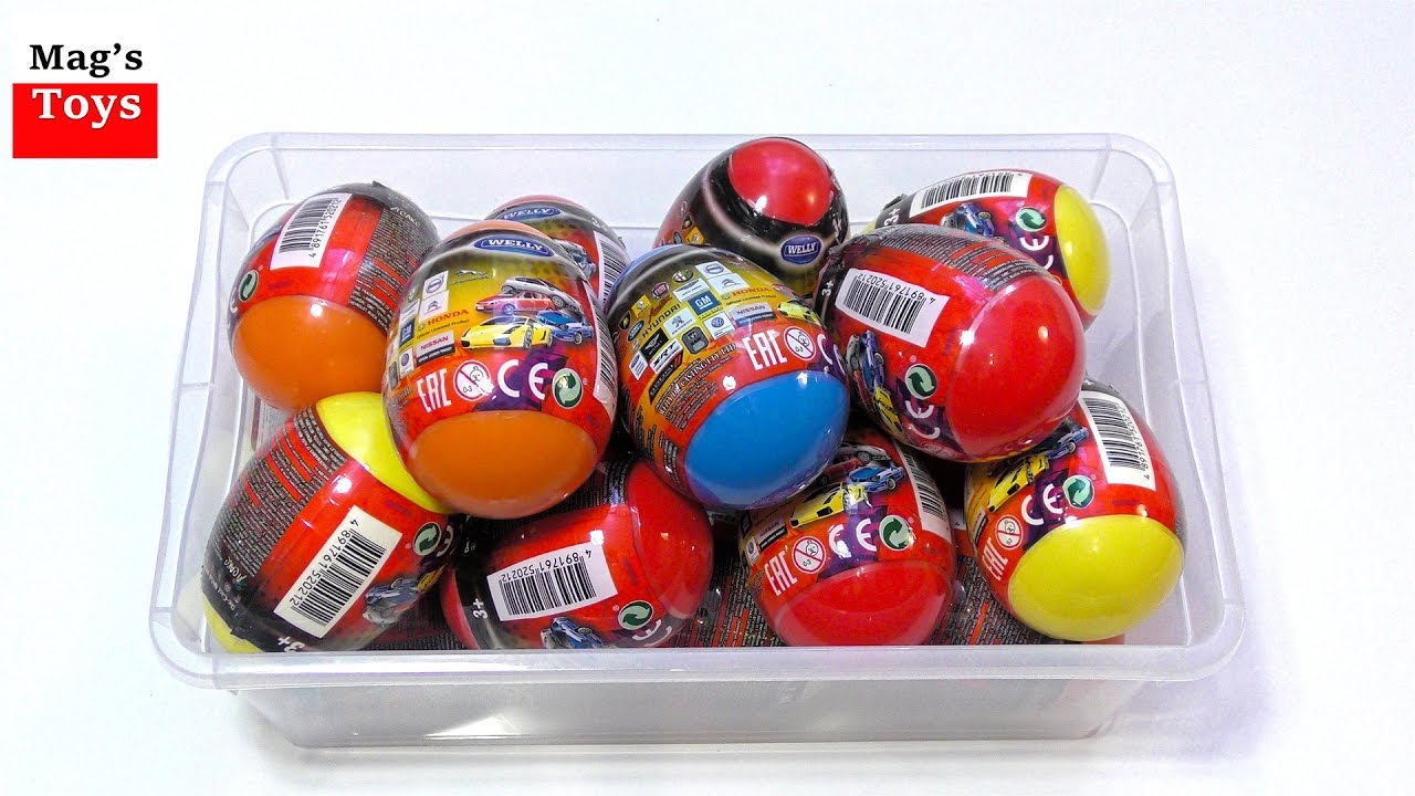 Box full of Surprise Eggs | Unwrapping Eggs with Welly Toy Cars inside