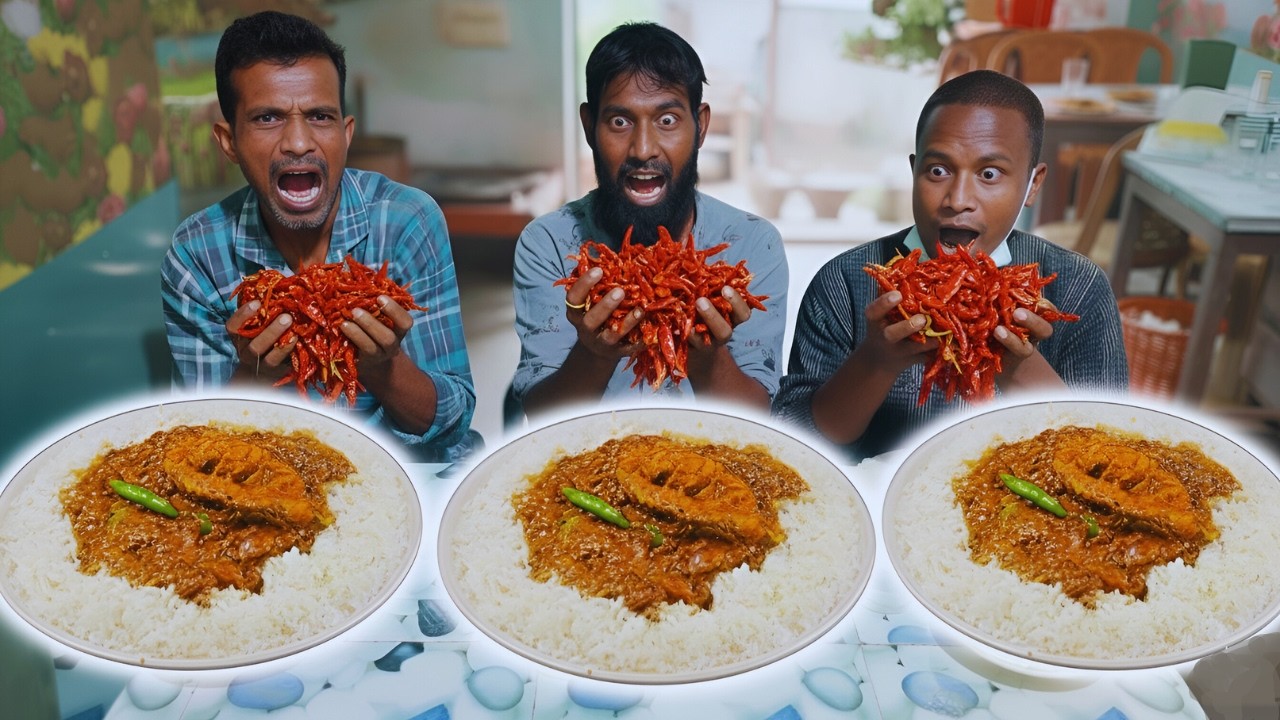 3 People 3 Plates Food Challenge 🌶️ Can They Handle Spicy #foodblogger #foodchallenge  #villagefood