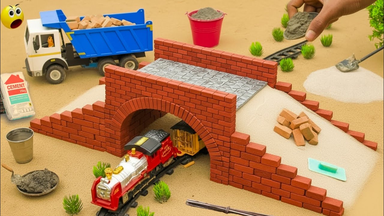 Diy Mini Truck Builds Railway Bridge and Bricks Construction Science Project @AdgeCreator