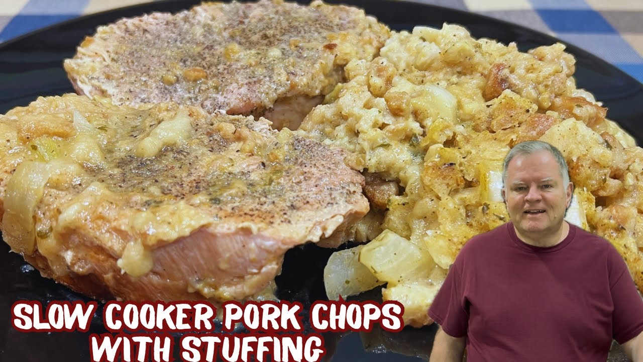 Slow Cooker Pork Chops with Stuffing - A delicious meal that won’t  heat up your house!