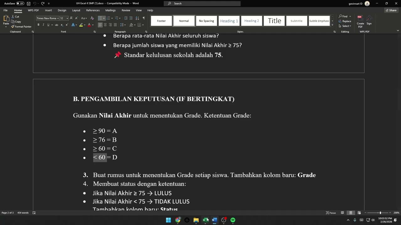 PENGERJAAN KISI KISI ULANGAN TIK