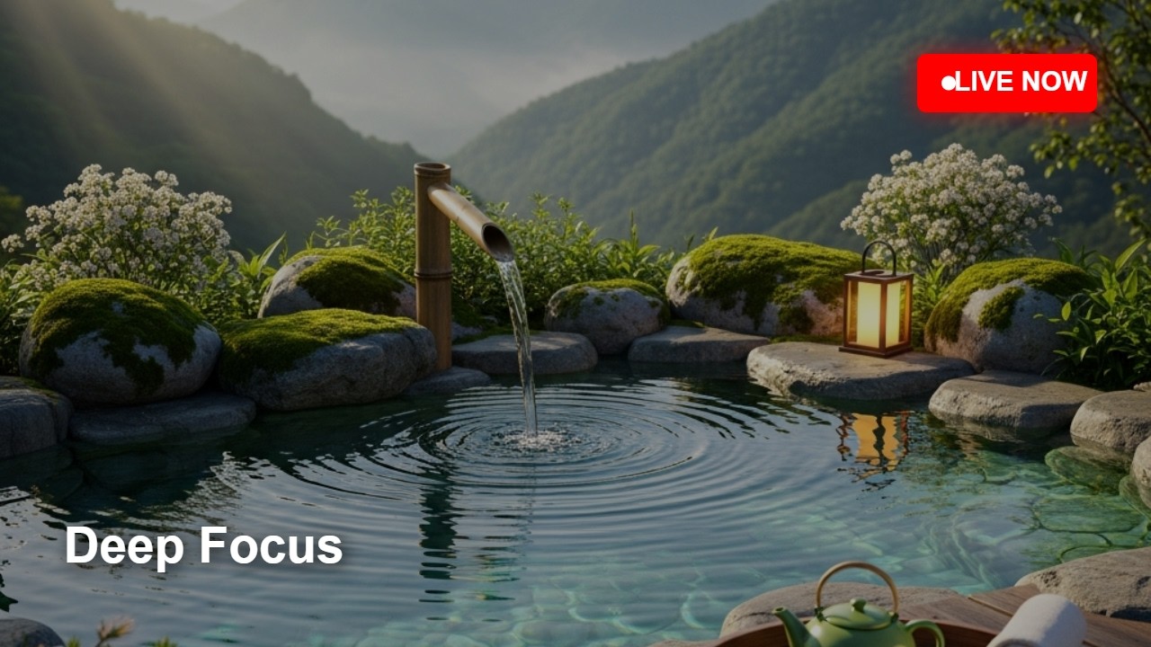 🔴 LIVE – Soothing Piano & Gentle Stream Ambience – Deep Focus and Relaxation 💧
