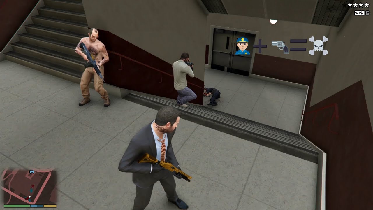 GTA 5 - Franklin, Michael and Trevor Five Star Escape From LS International Airport # 50