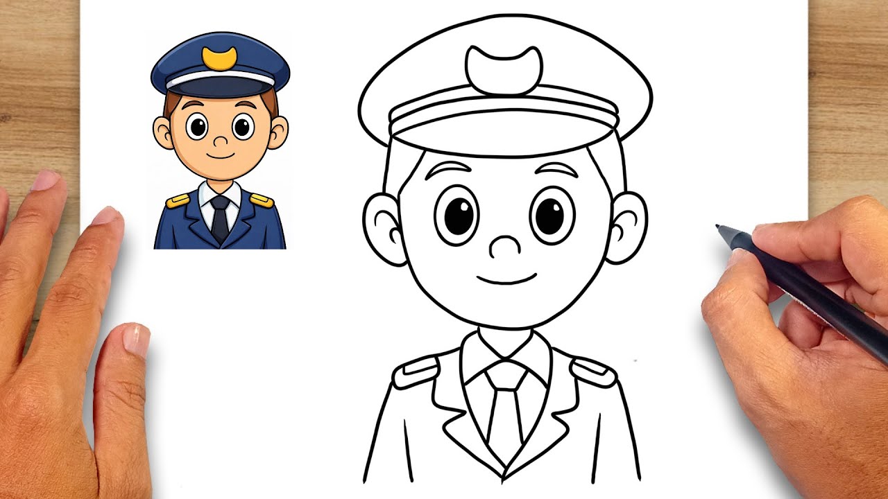 How to draw Police Officer - Easy Drawing for Kids & Beginners