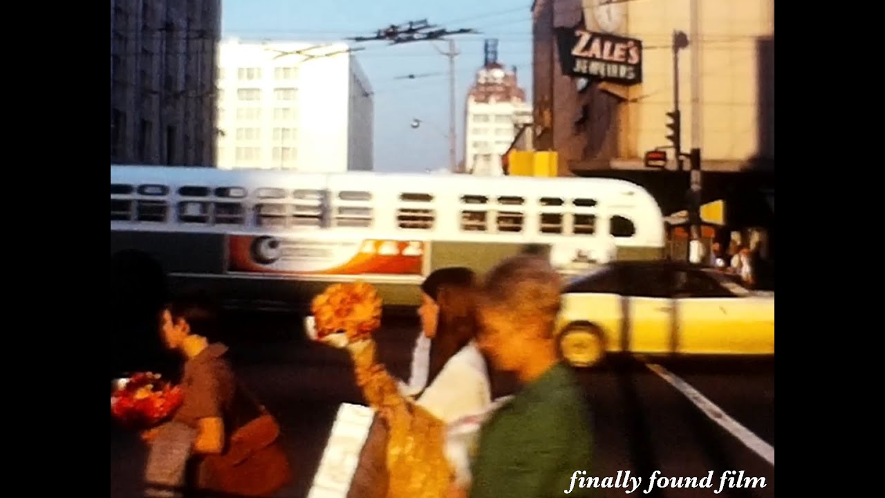 Vintage 1970s Downtown Seattle streets home movie clip trolley bus monorail theater marquee history