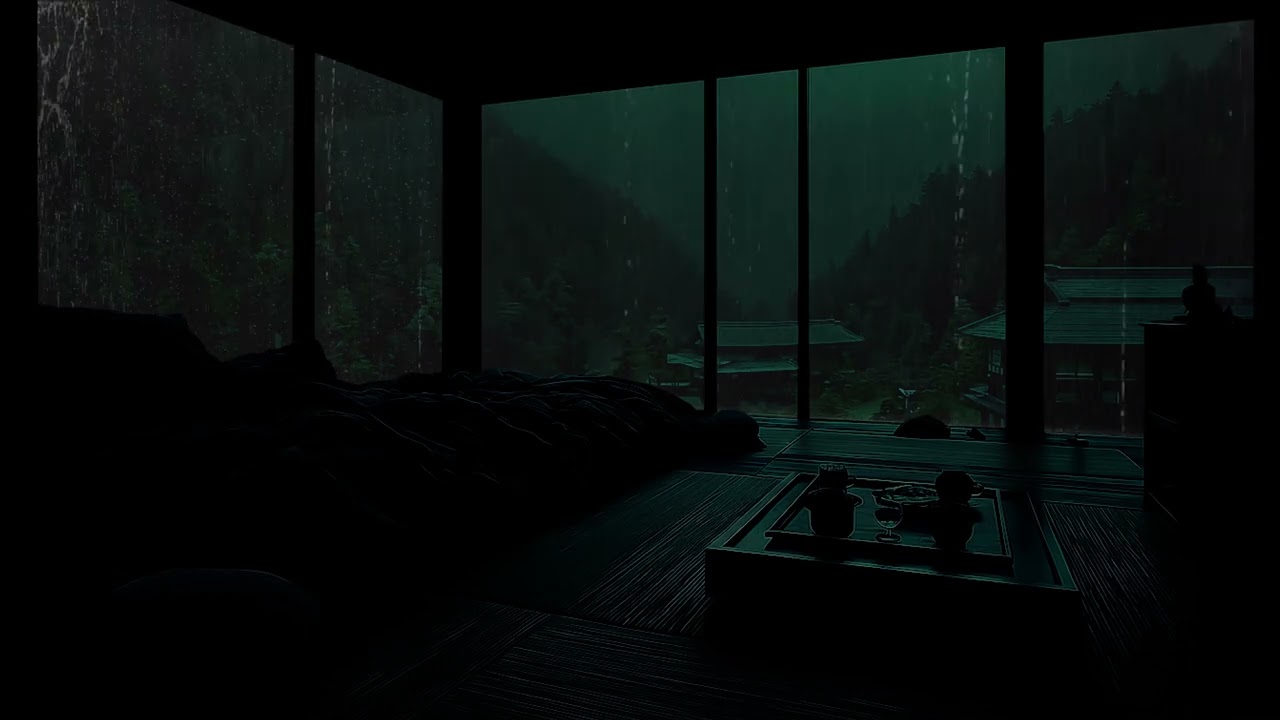 Peaceful Cabin Rain in the Forest (No Ads) | Dark Bedroom Ambience for Deep Sleep and Relaxation