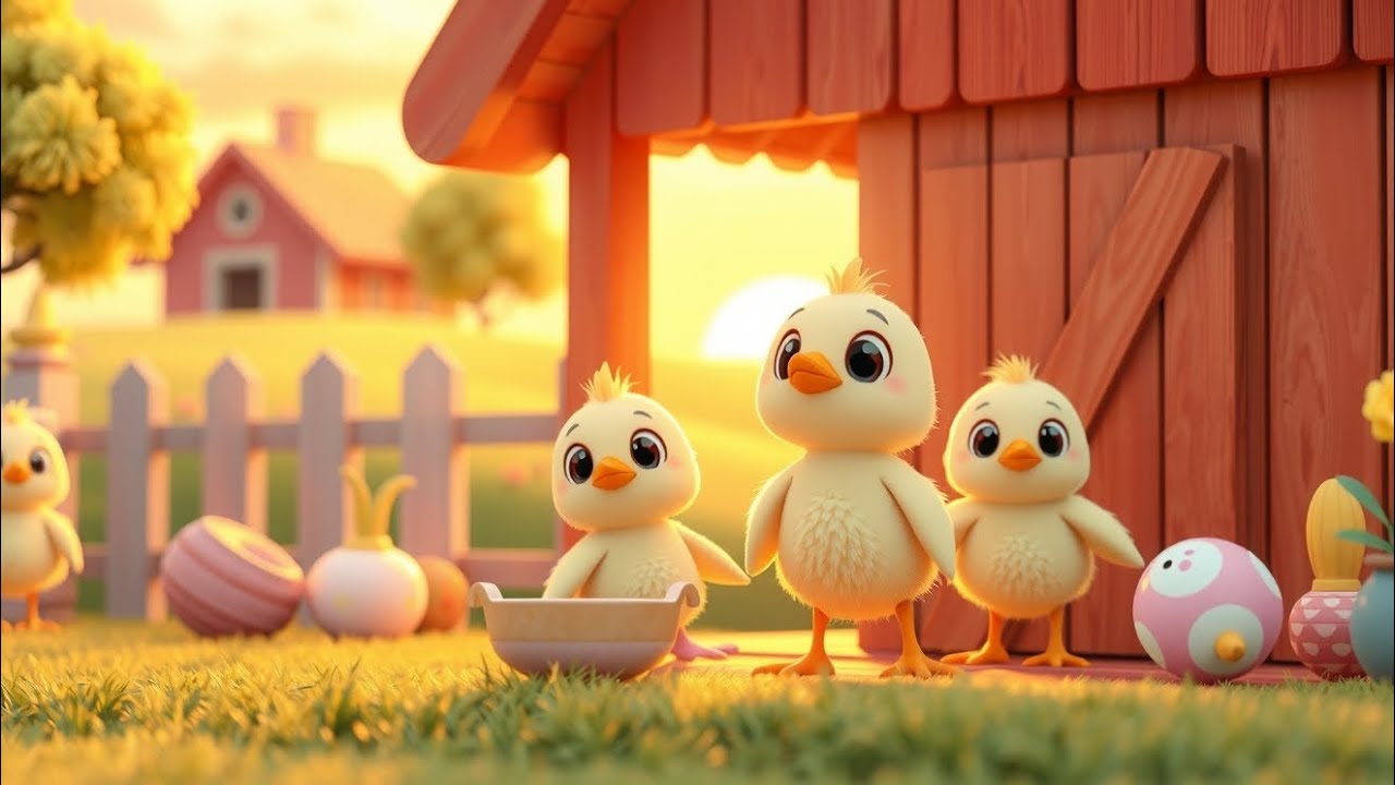 Five Chicks  🐥🌾 #kids #poems #cartoon #foryou #baby #jariworld #short poems #fun 