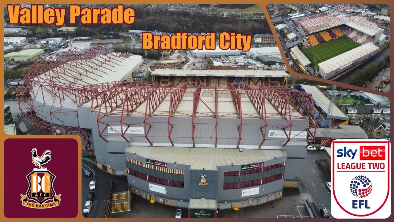 Ep52. Valley Parade Stadium by drone. Home of Bradford City. In the League Two for the 23/24 season