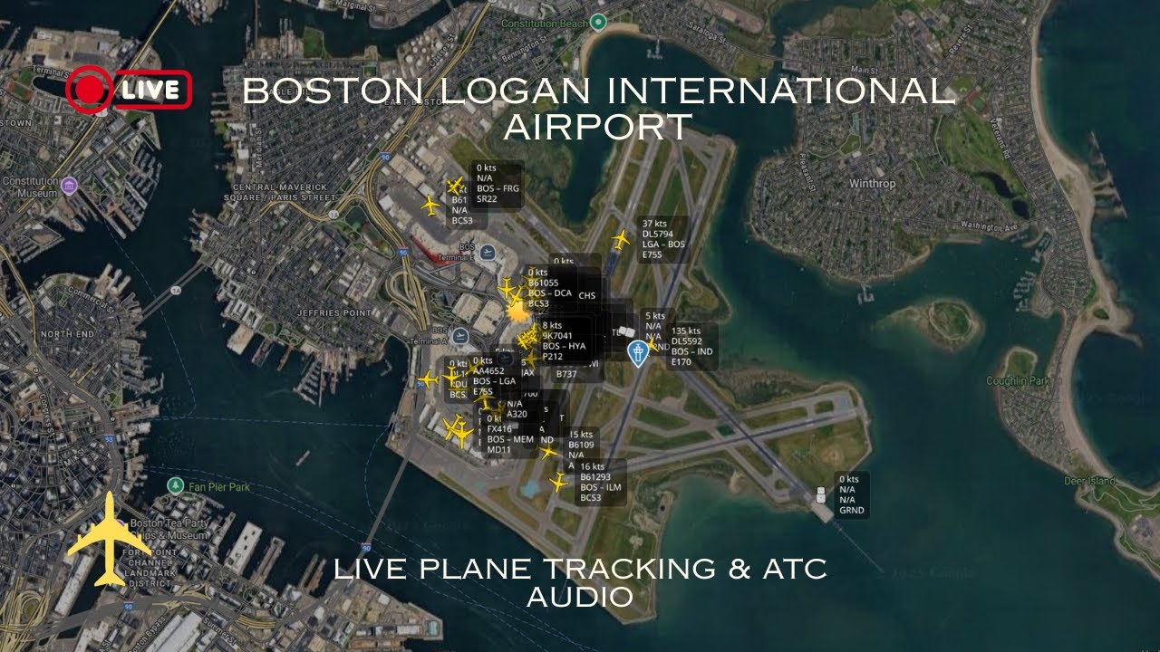 🔴 LIVE: Boston Logan (BOS) International Airport Plane Tracking & ATC audio