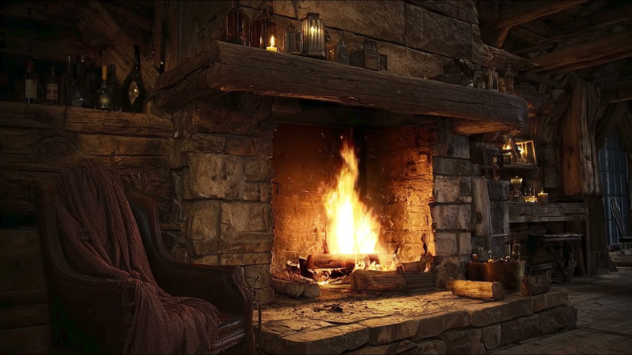 Cozy Winter Fireplace ASMR ❄️ Soft Crackling Fire Sounds for Deep Sleep & Relaxing Ambience