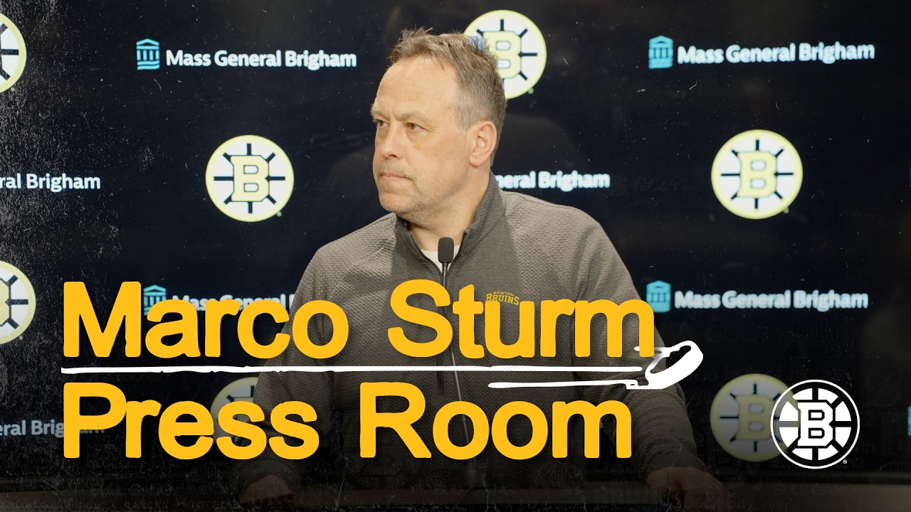 Marco Sturm talks with the media on Wednesday after practice
