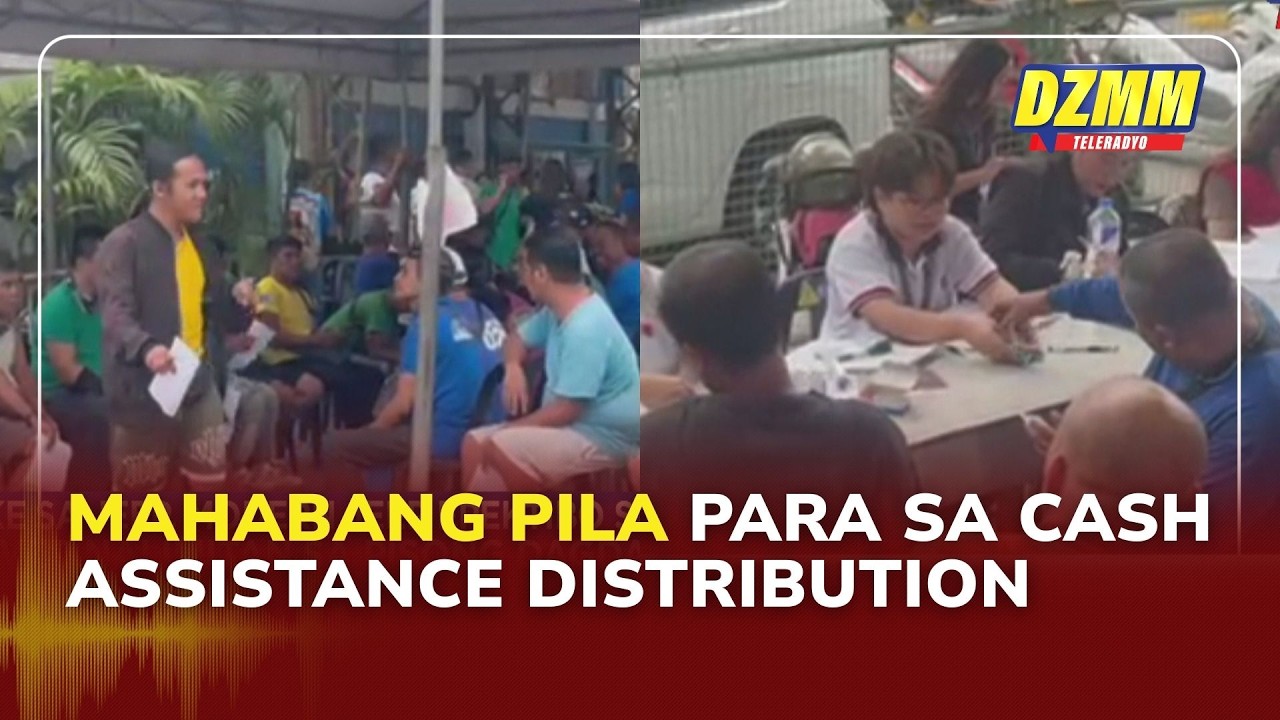 Tricycle drivers line up in Sta. Cruz, Manila payout center for P5K DSWD relief assistance